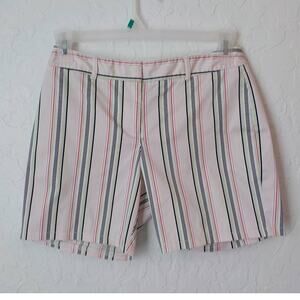 The Limited Stripes White Shorts Women 6 Stretch Cotton Flat Front Pockets